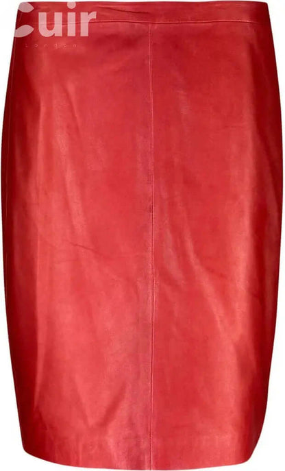 Red Lamb Gloving Leather Skirt | Luxurious Elegance - CuirLondon