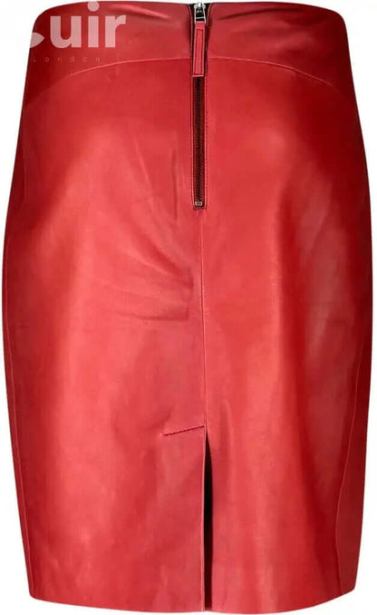 Red Lamb Gloving Leather Skirt | Luxurious Elegance - CuirLondon