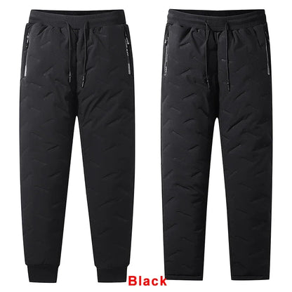 Winter Zip Pockets Thicken Fleece Sweatpants Men Joggers Black Grey Down Cotton Warm Pants Male Water Proof Thermal Trousers 7XL