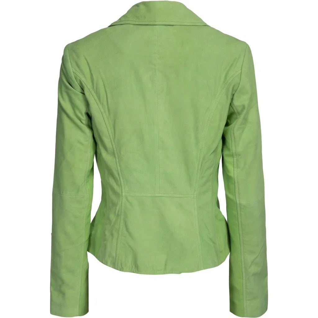 Suede biker jacket in green