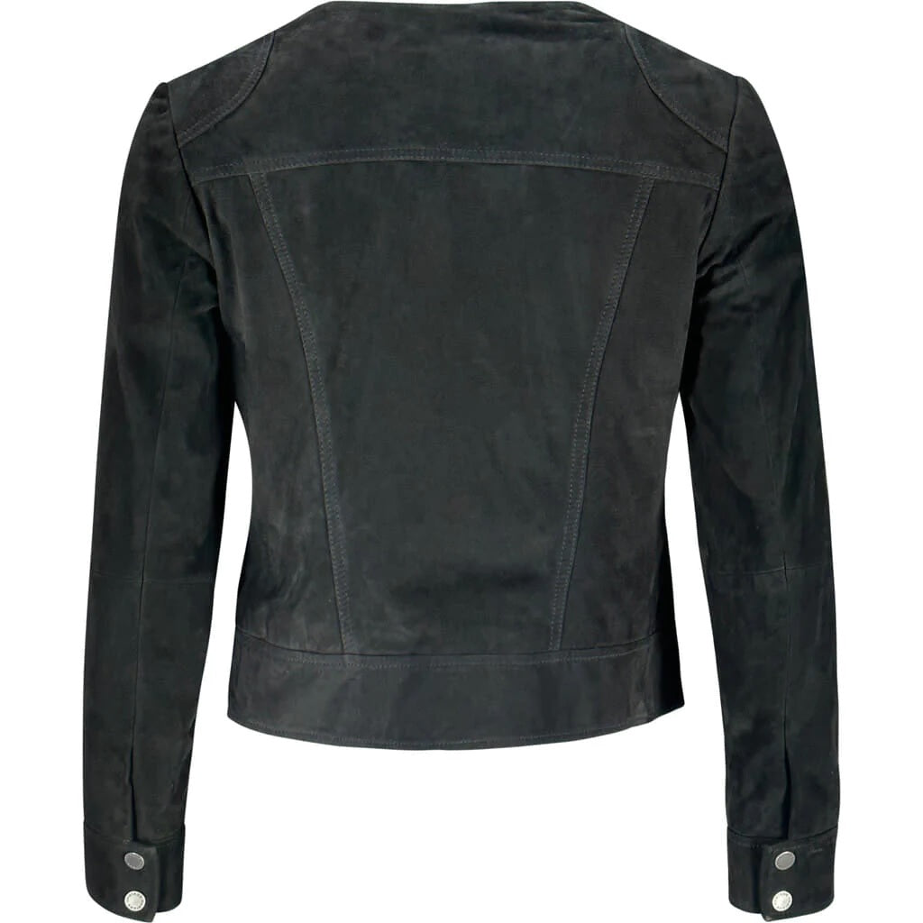 Suede leather jacket in black