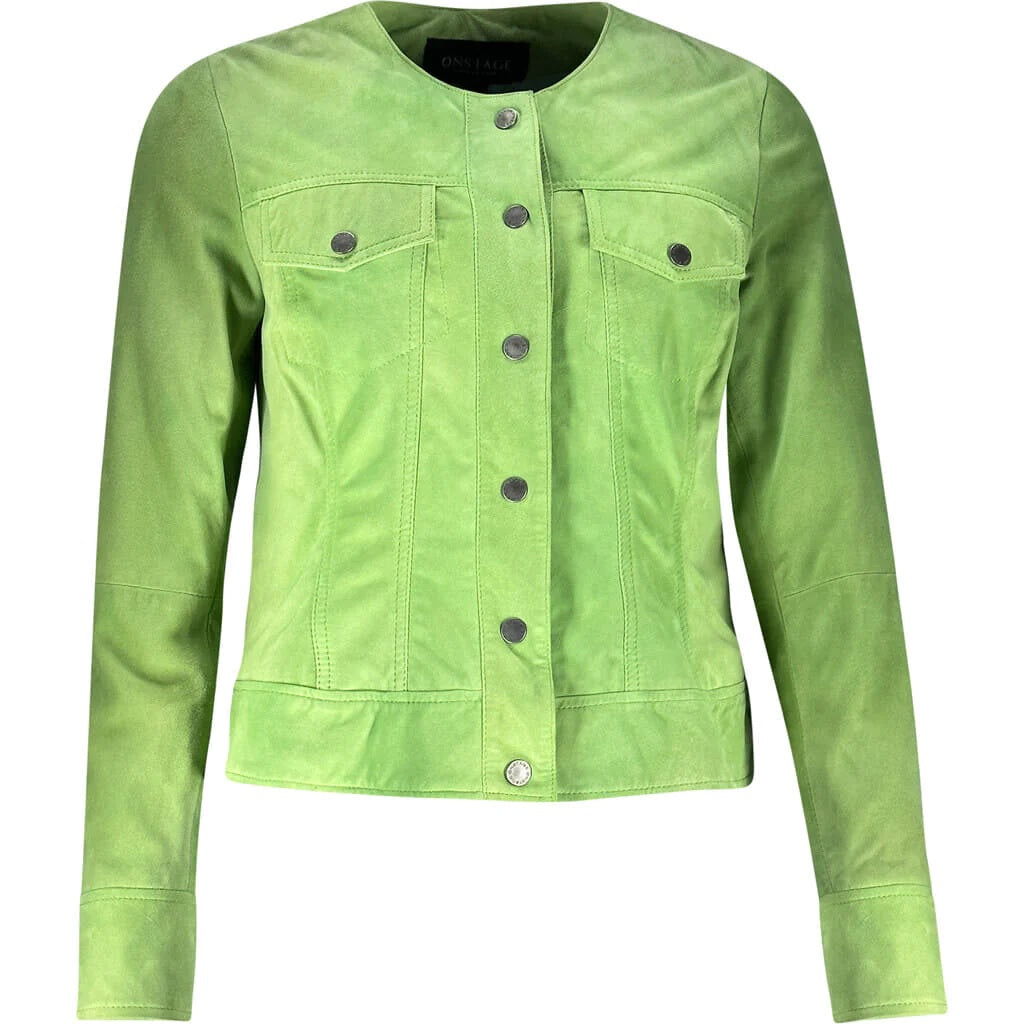 Suede leather jacket in green