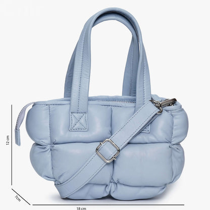 Small Baby Blue Genuine Leather Crossbody Bag - CuirLondon