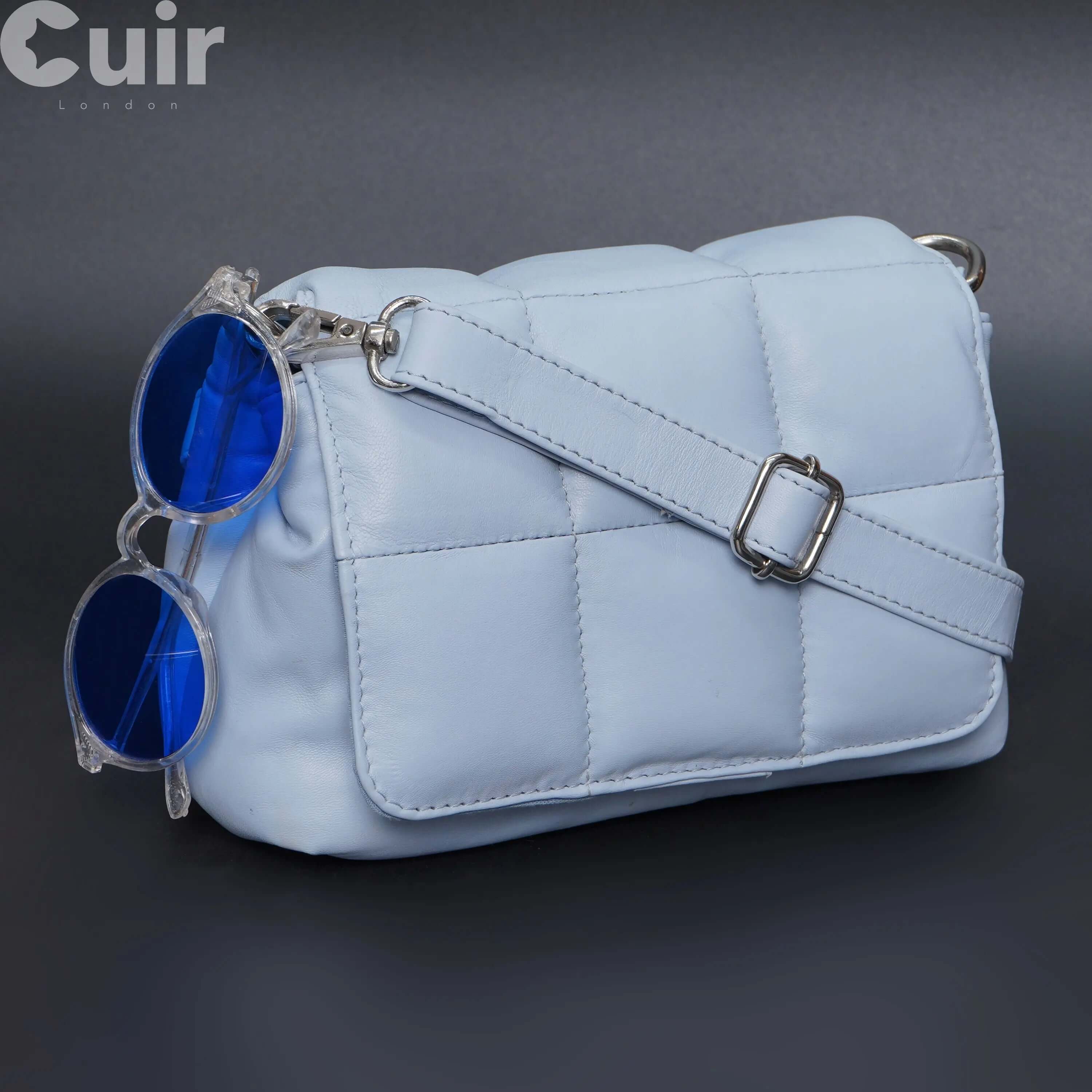 Soft Baby Blue Genuine Leather Crossbody Bag | Everyday Luxury - CuirLondon