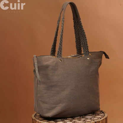 Solid Gray Canvas Bag | Lightweight Material - CuirLondon