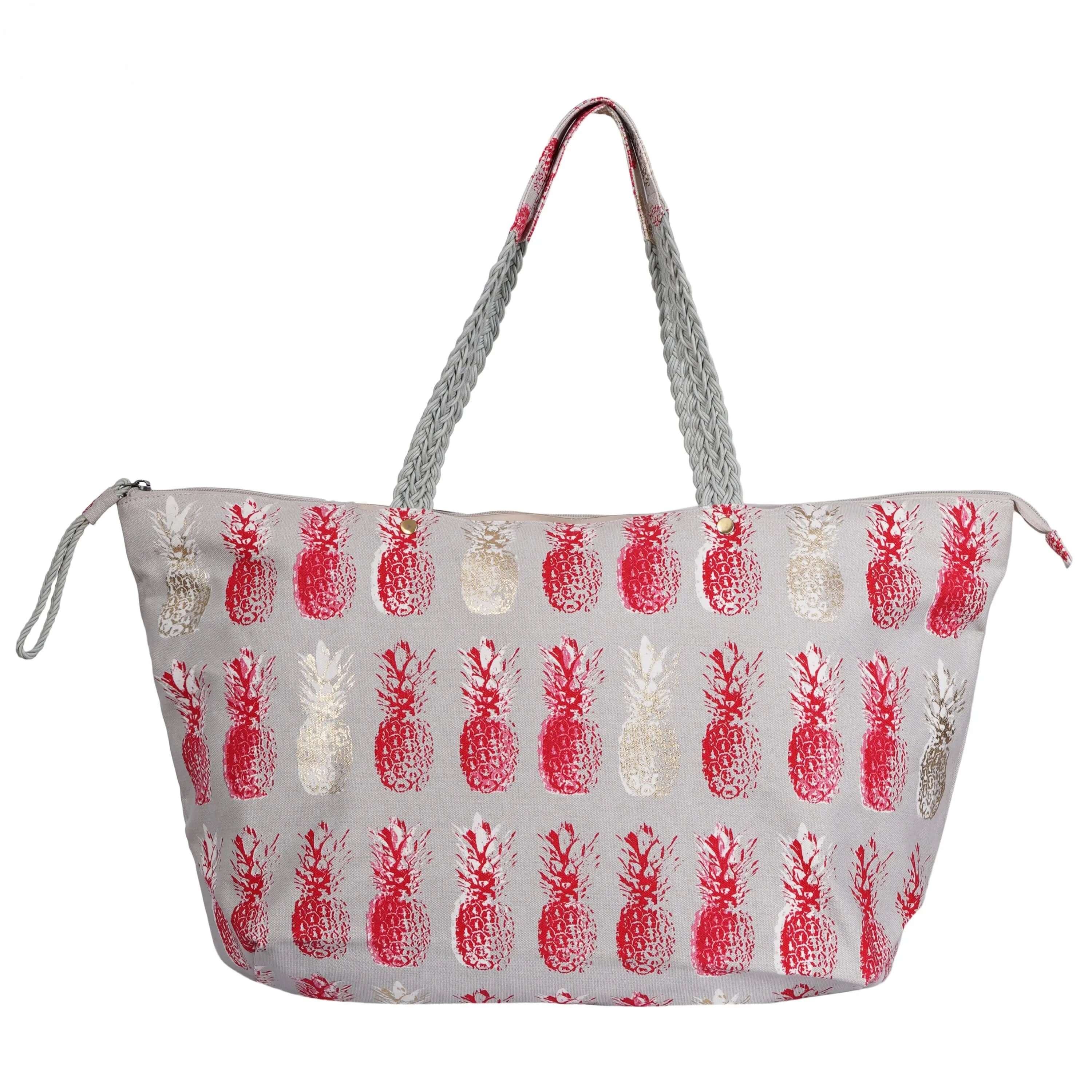 Stylish Big Pineapple Printed Canvas Bag: Fun and Functional Summer Tote (25 L x 8 W x 13.5 H Inch) - CuirLondon