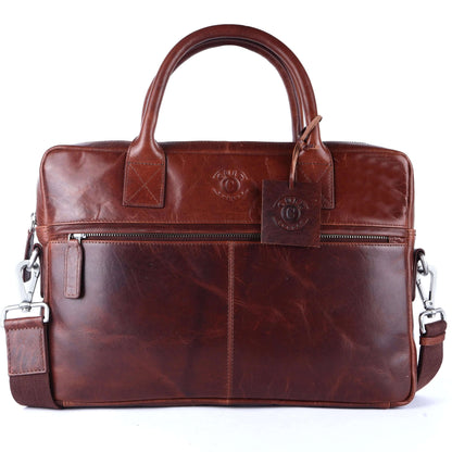 Laptop Bag For Men's Genuine Leather Brown Portfolio Bag,