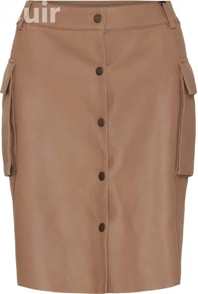 Stylish Denim Brown Leather Skirt | Premium Quality & Comfort - CuirLondon