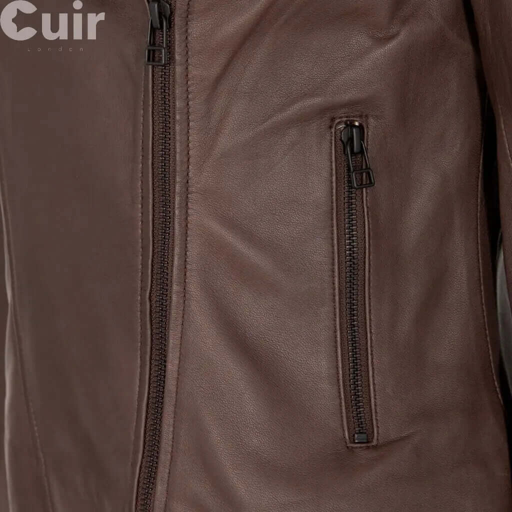 Stylish "Amber" Women's Brown Biker Jacket: Ultimate Blend of Fashion and Function - CuirLondon