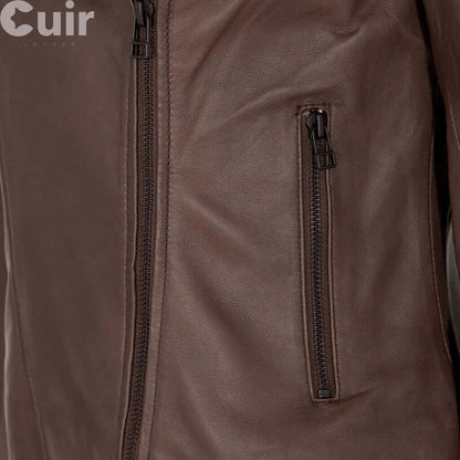 Stylish "Amber" Women's Brown Biker Jacket: Ultimate Blend of Fashion and Function - CuirLondon