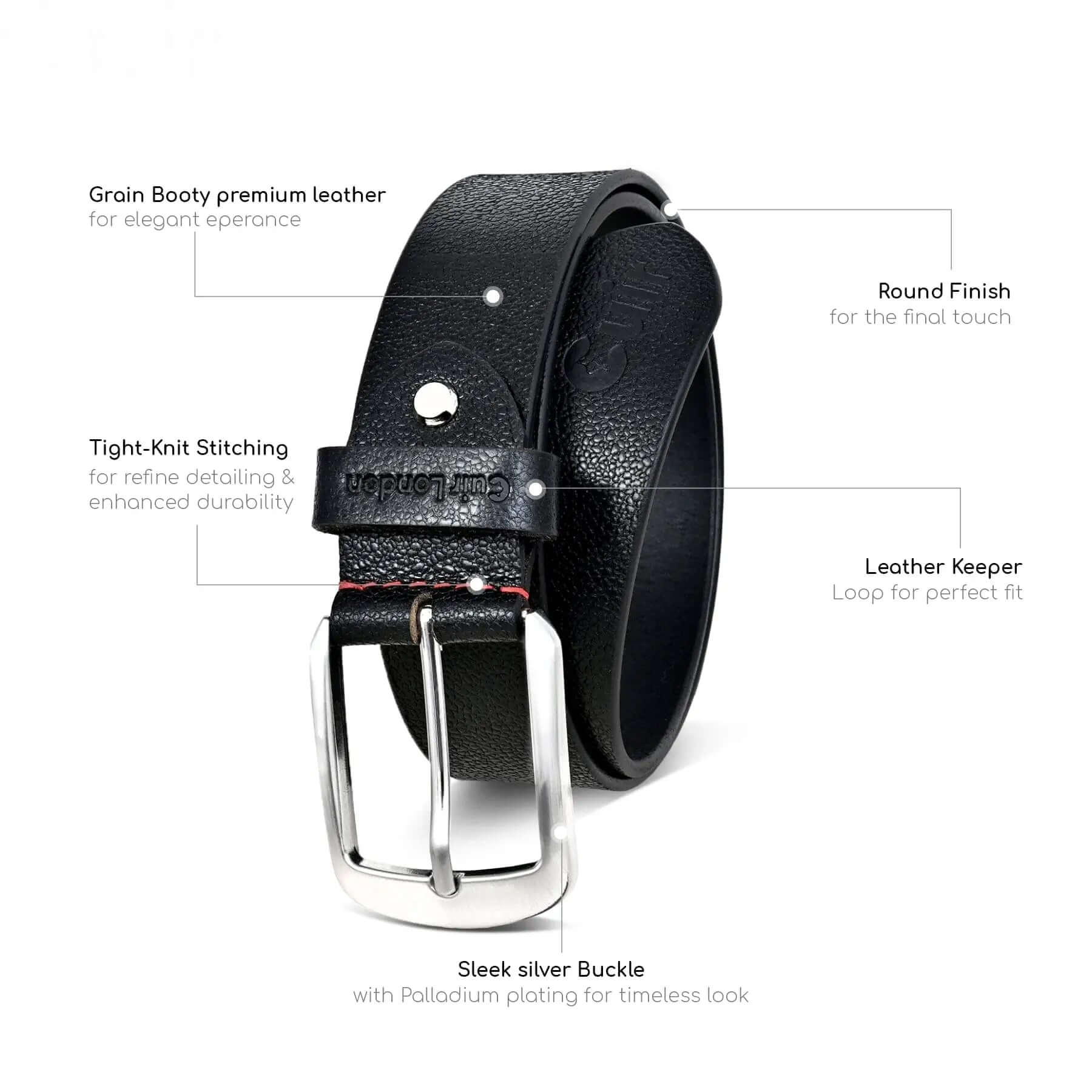 Black Casual Leather Belt - CuirLondon