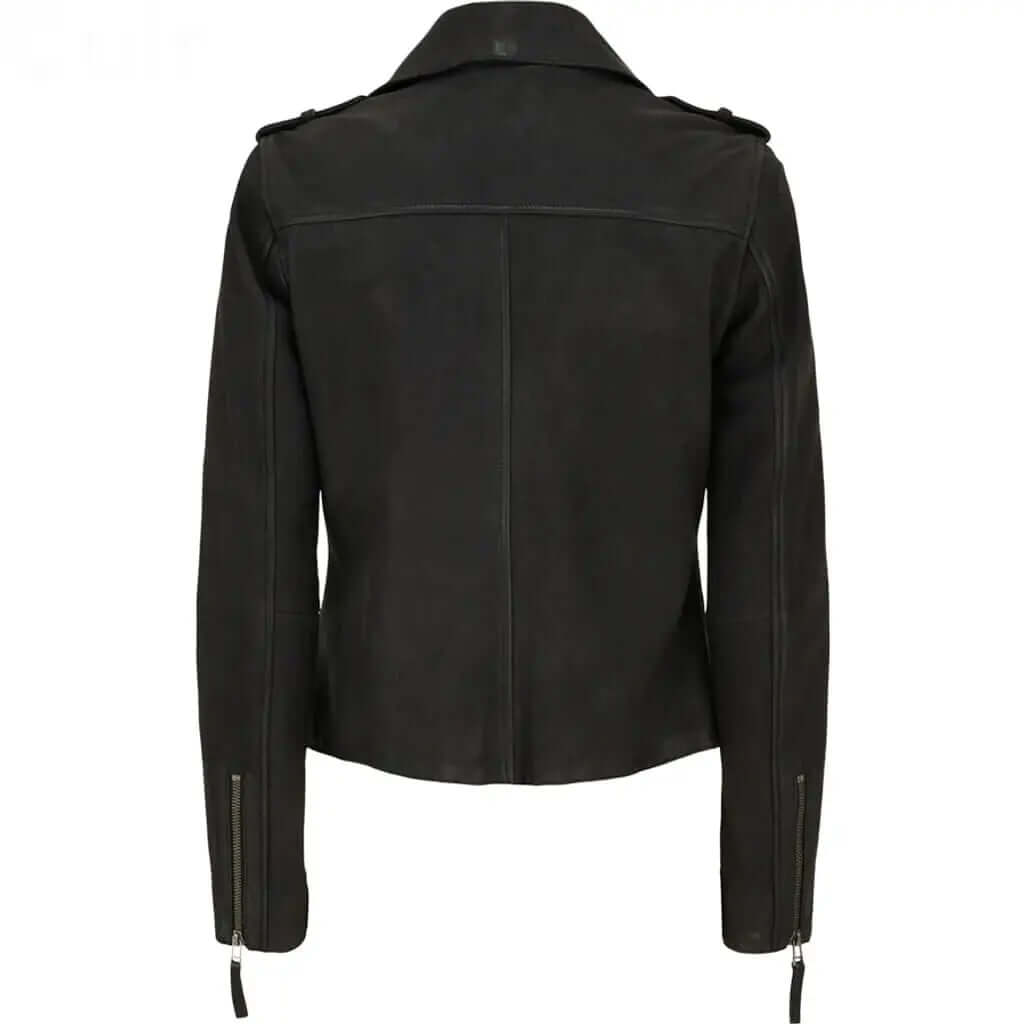 Women's Black Nubuck Biker Jacket | Stylish Outerwear with Edgy Appeal - CuirLondon