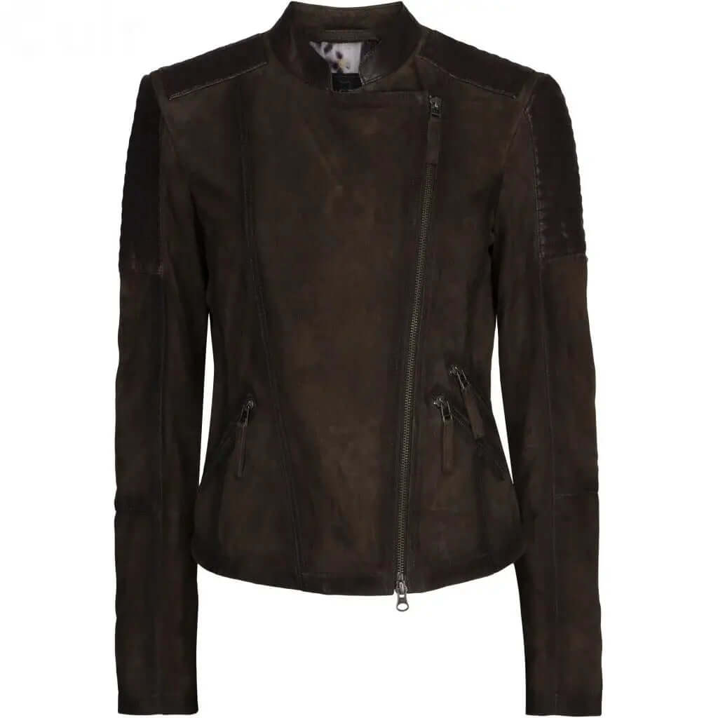 Women's Brown Goat Suede Biker Jacket | Stylish Outerwear - CuirLondon