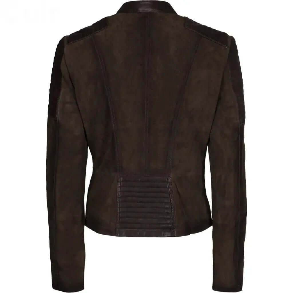 Women's Brown Goat Suede Biker Jacket | Stylish Outerwear - CuirLondon