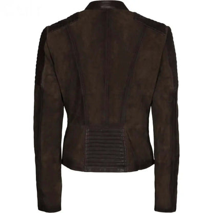 Women's Brown Goat Suede Biker Jacket | Stylish Outerwear - CuirLondon