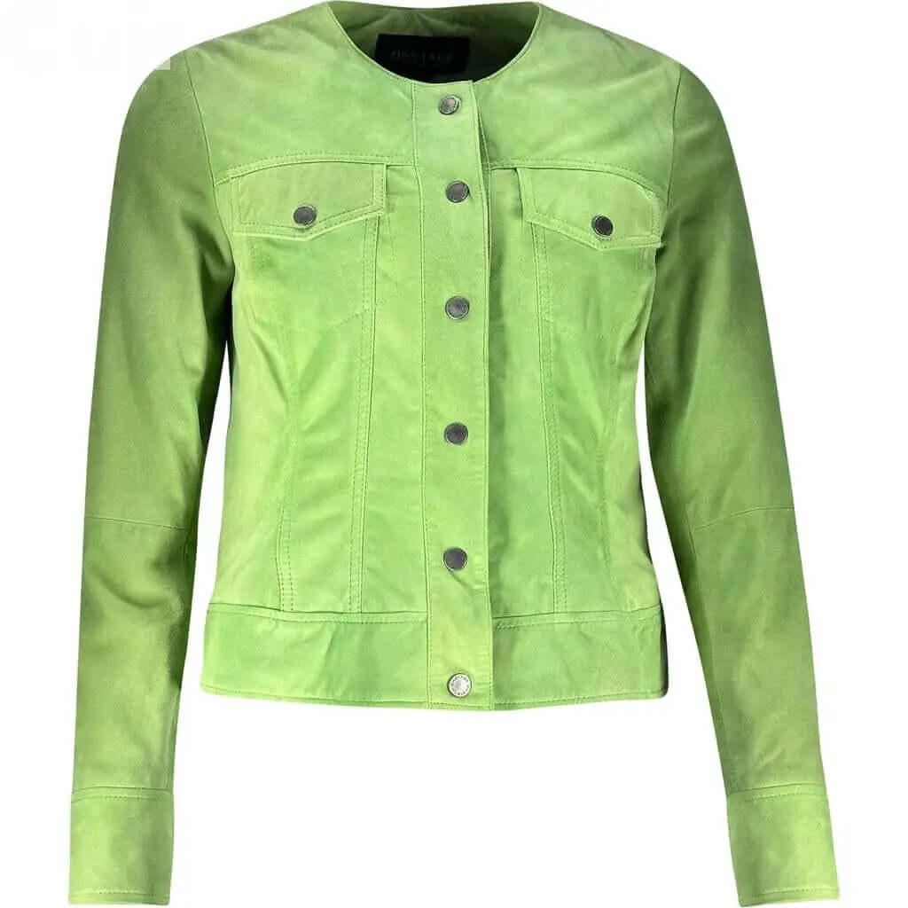 Women's Green Suede Leather Jacket | Stylish Outerwear - CuirLondon