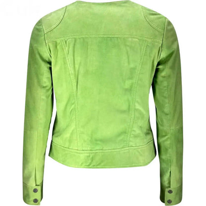 Women's Green Suede Leather Jacket | Stylish Outerwear - CuirLondon