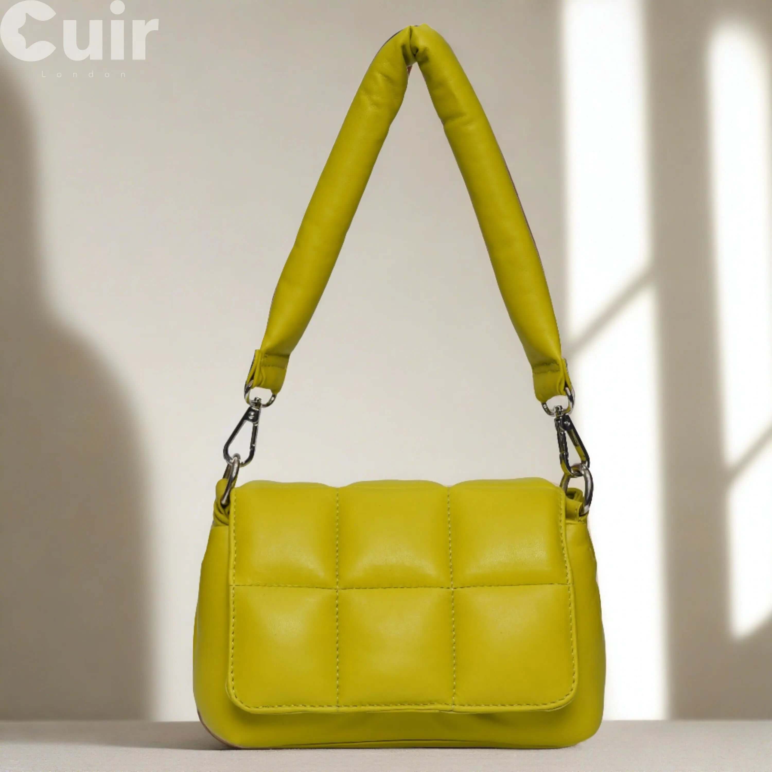 Women's Lime Green Genuine Leather Crossbody Bag | 15x20x8cm - CuirLondon