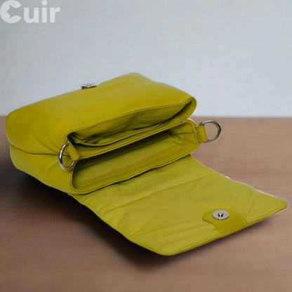 Women's Lime Green Genuine Leather Crossbody Bag | 15x20x8cm - CuirLondon