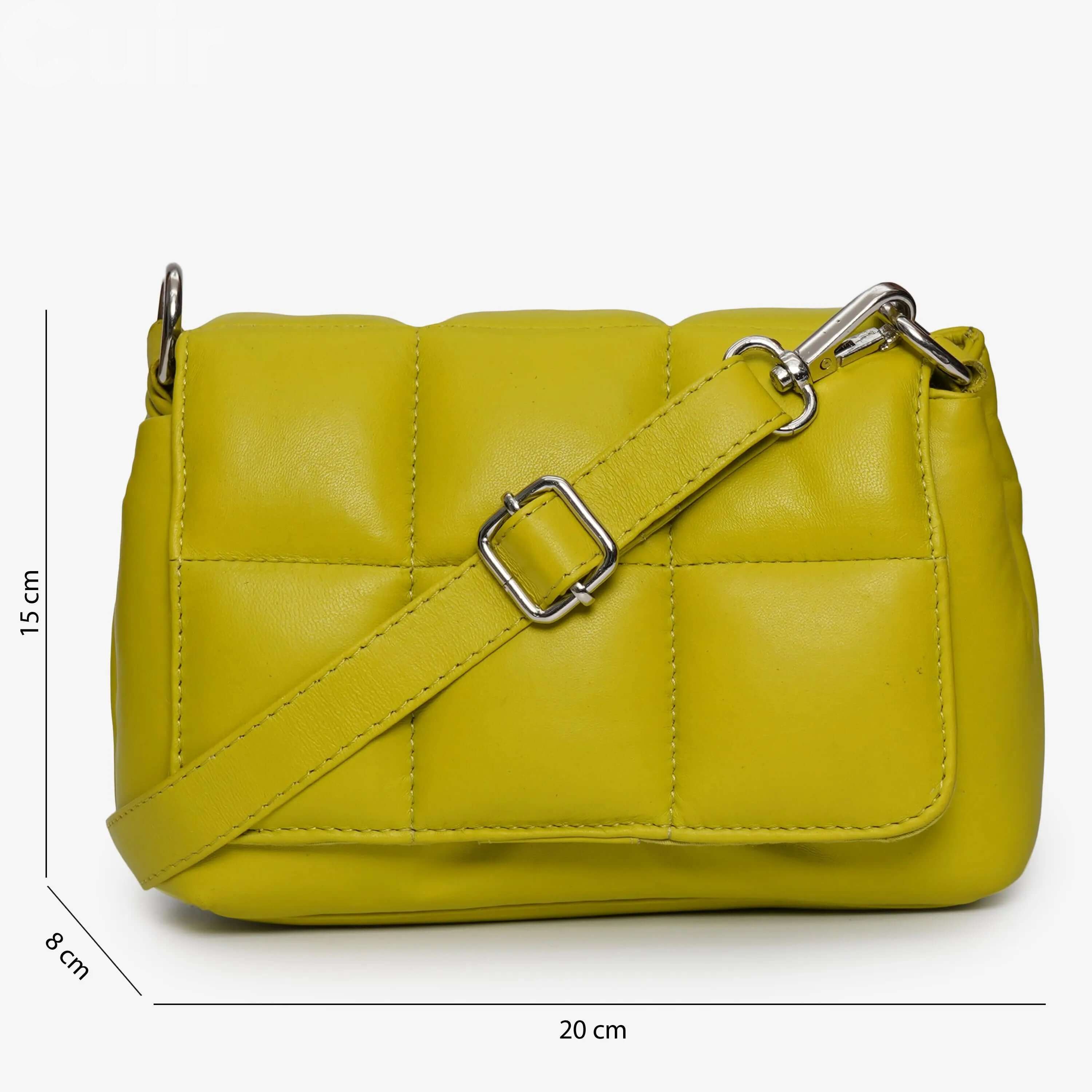 Women's Lime Green Genuine Leather Crossbody Bag | 15x20x8cm - CuirLondon