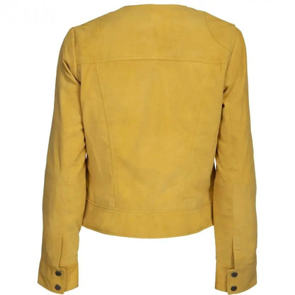 Women's Yellow Suede Leather Jacket | Vibrant Outerwear - CuirLondon