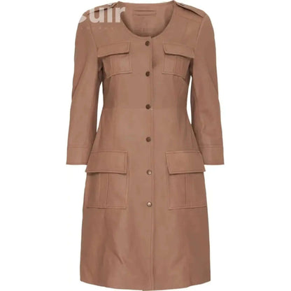 Chic Denim Brown Leather Dress | Premium Quality & Versatile Style CuirLondon