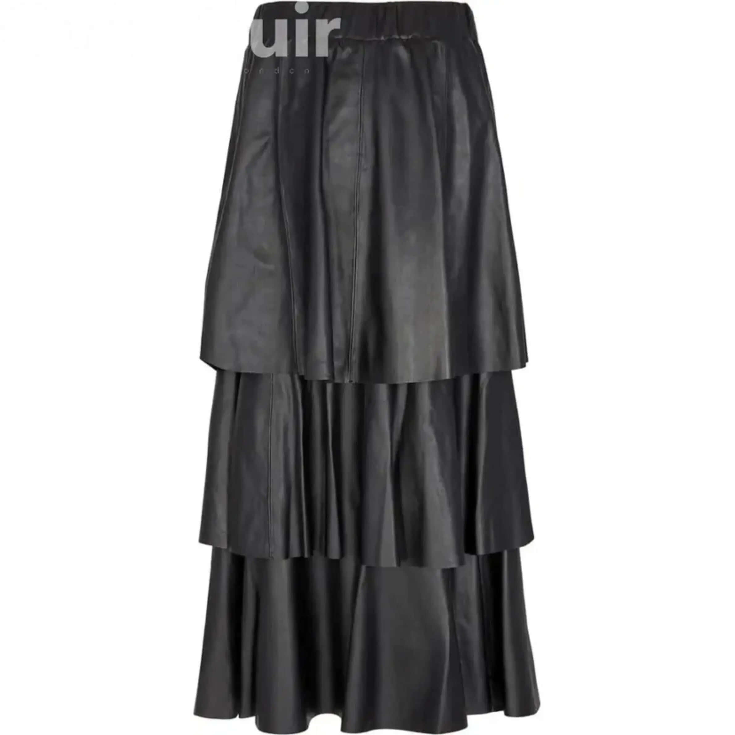 Long Black Skirt Lamb Paper Napa | Elegant Women's Fashion CuirLondon