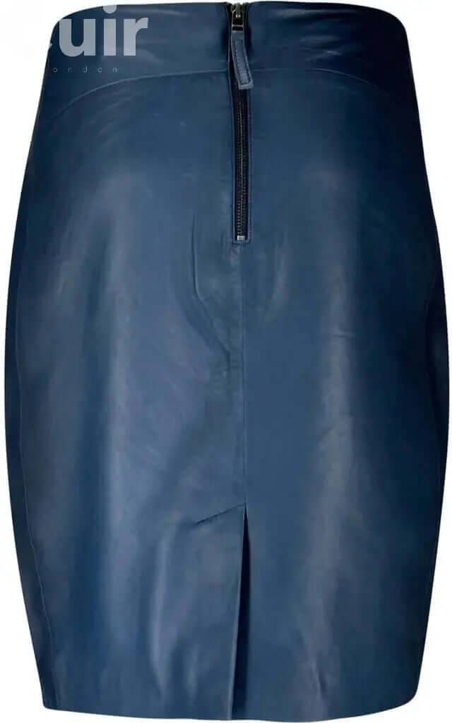 Navy Lamb Gloving Leather Skirt for Women | Elegant and Stylish CuirLondon