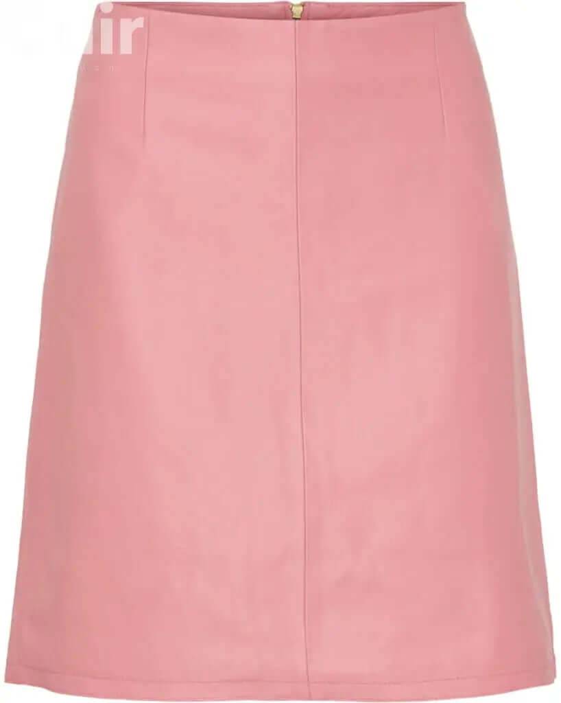 Plain Pink Leather Skirt | Elegant Feminine Fashion CuirLondon