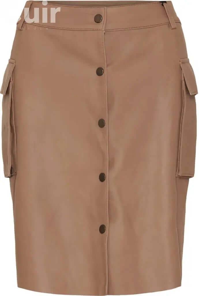 Stylish Denim Brown Leather Skirt | Premium Quality & Comfort CuirLondon