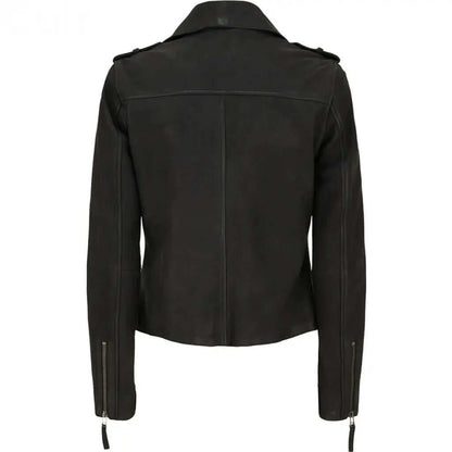 Women's Black Nubuck Biker Jacket | Stylish Outerwear with Edgy Appeal CuirLondon