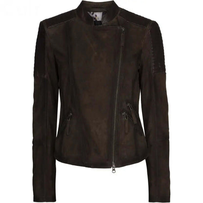 Women's Brown Goat Suede Biker Jacket | Stylish Outerwear CuirLondon