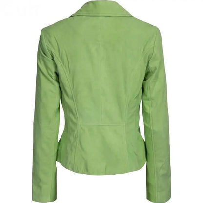 Women's Green Suede Biker Jacket | Stylish Outerwear CuirLondon