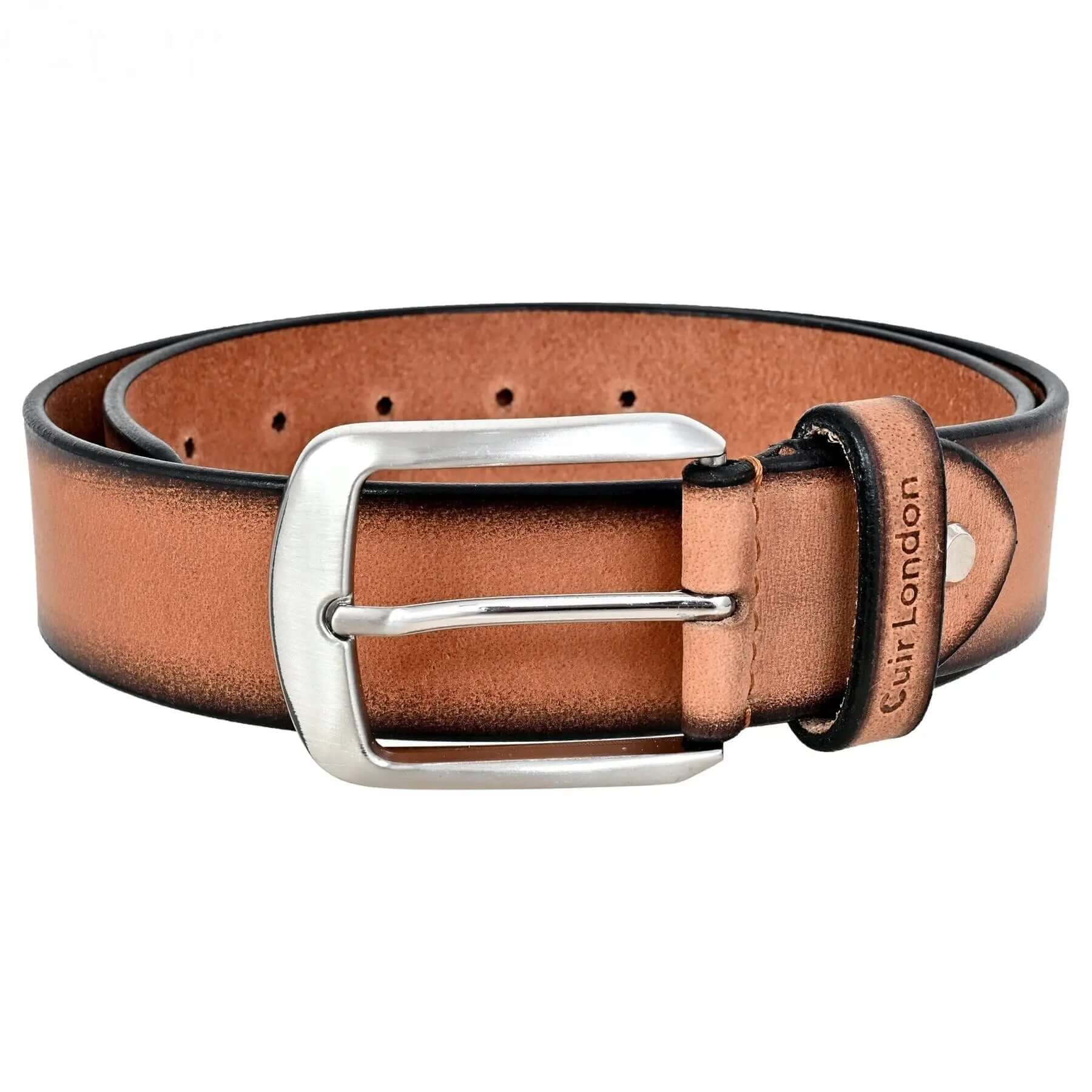 Light Brown Full Hide Leather Belt: Sizes 30" to 46" – Durable and Stylish CuirLondon