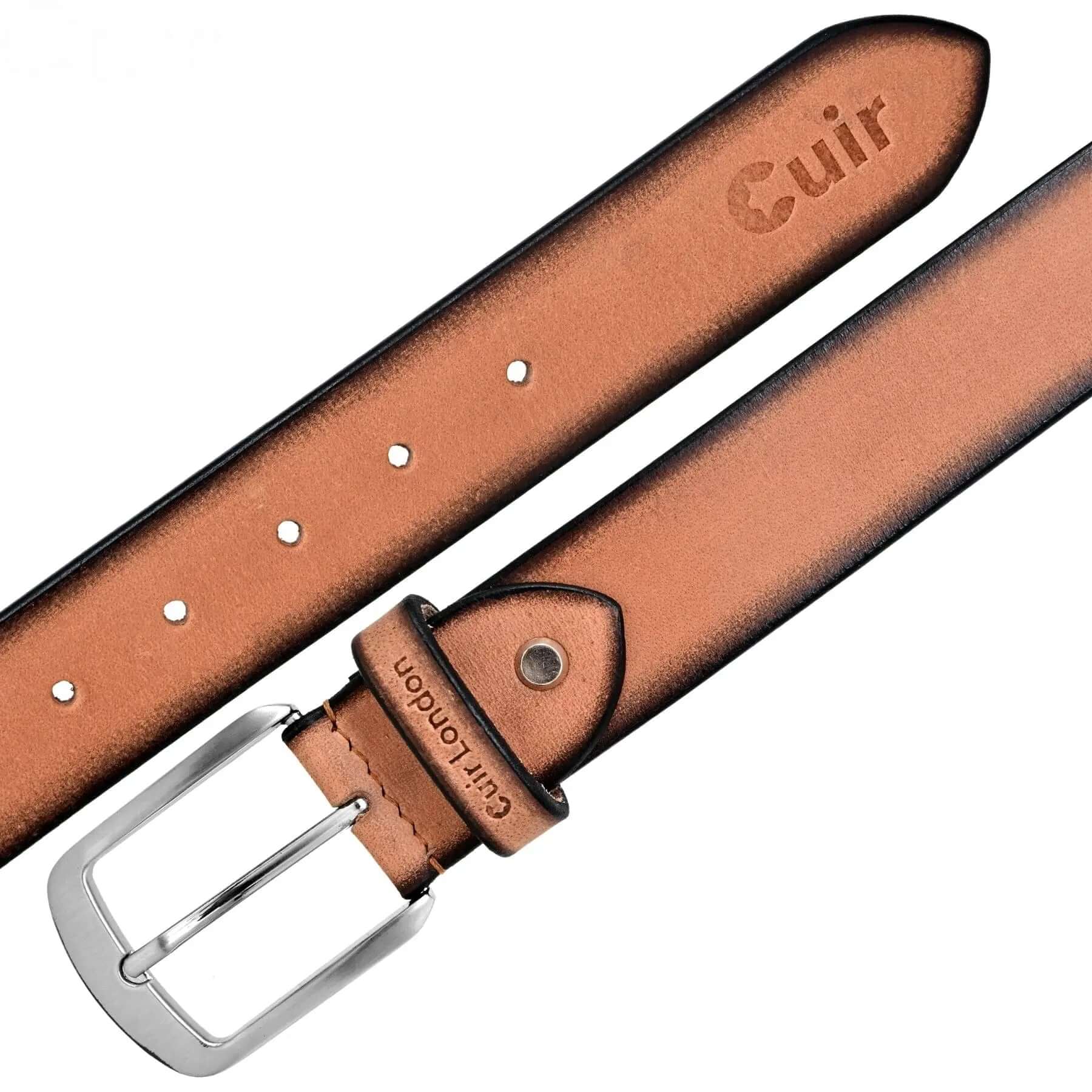 Light Brown Full Hide Leather Belt: Sizes 30" to 46" – Durable and Stylish CuirLondon