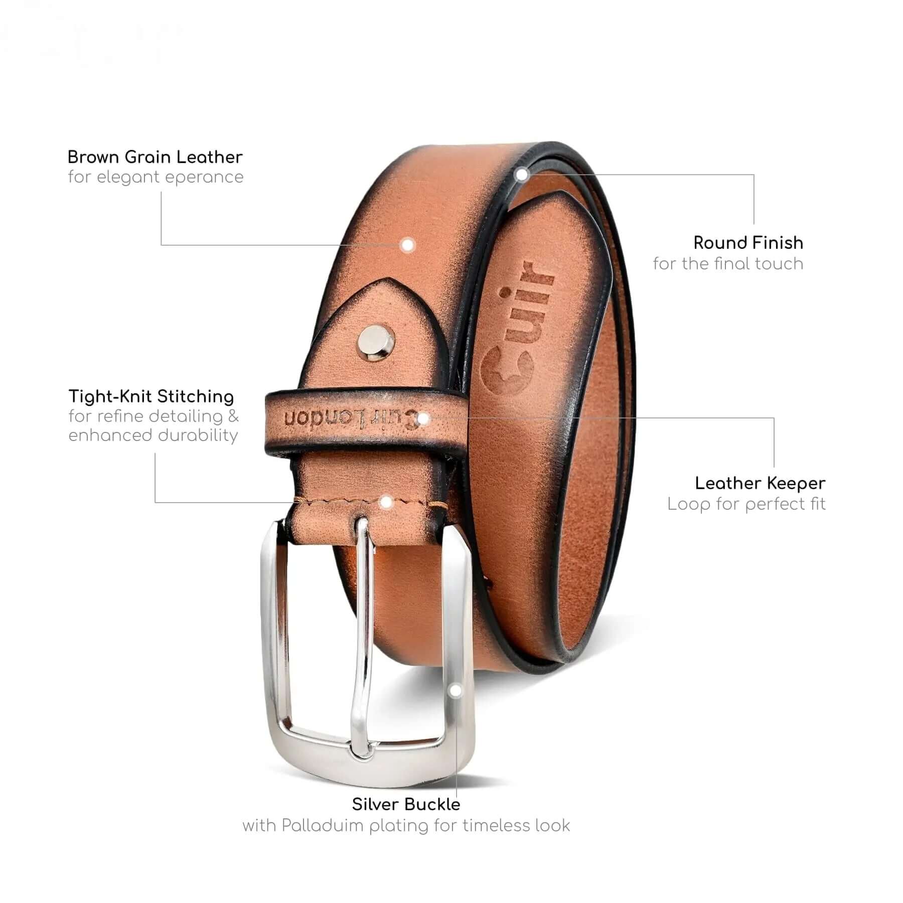 Light Brown Full Hide Leather Belt: Sizes 30" to 46" – Durable and Stylish CuirLondon