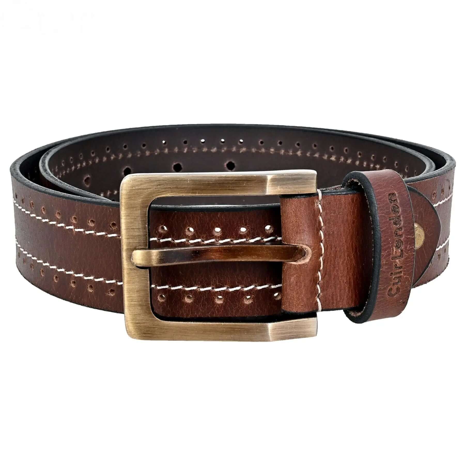 Durable Brown Anti-Scratch Leather Belt: Sizes 30" to 46" CuirLondon