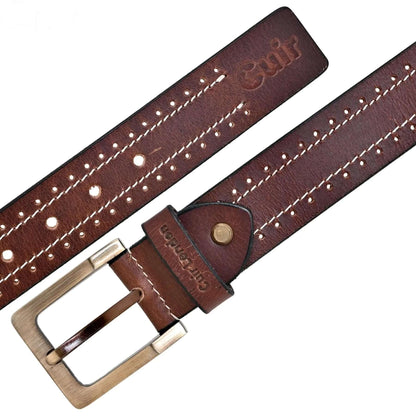 Durable Brown Anti-Scratch Leather Belt: Sizes 30" to 46" CuirLondon