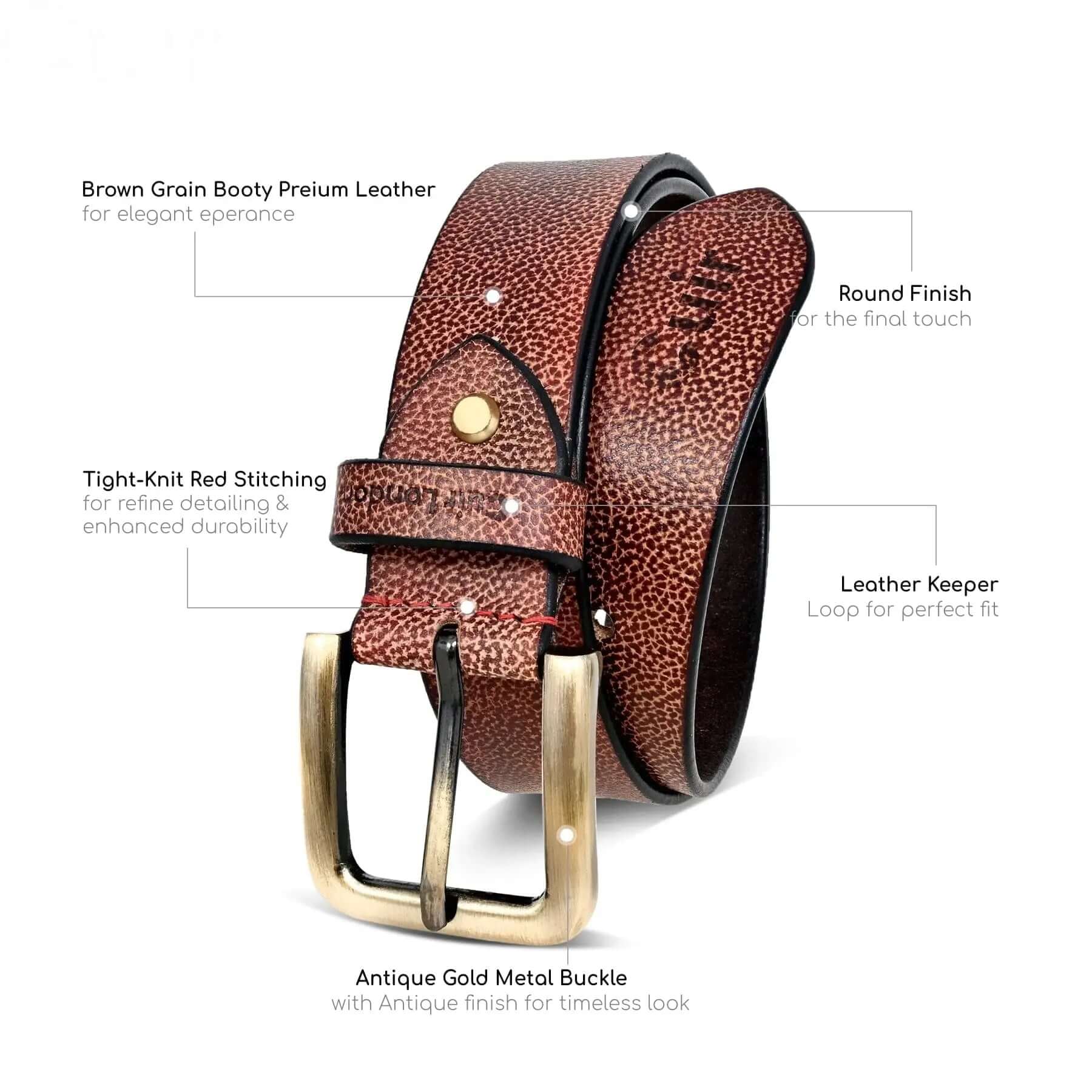 Men's Casual Brown Leather Belt | Sizes 36" to 40" CuirLondon