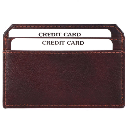 Elegant 4-Slot Brown Leather Card Case for Men: Pocket-Sized Luxury (10x2x7.5) CuirLondon