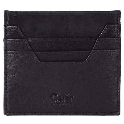 Premium Black Leather Card Case with 6 Pockets CuirLondon