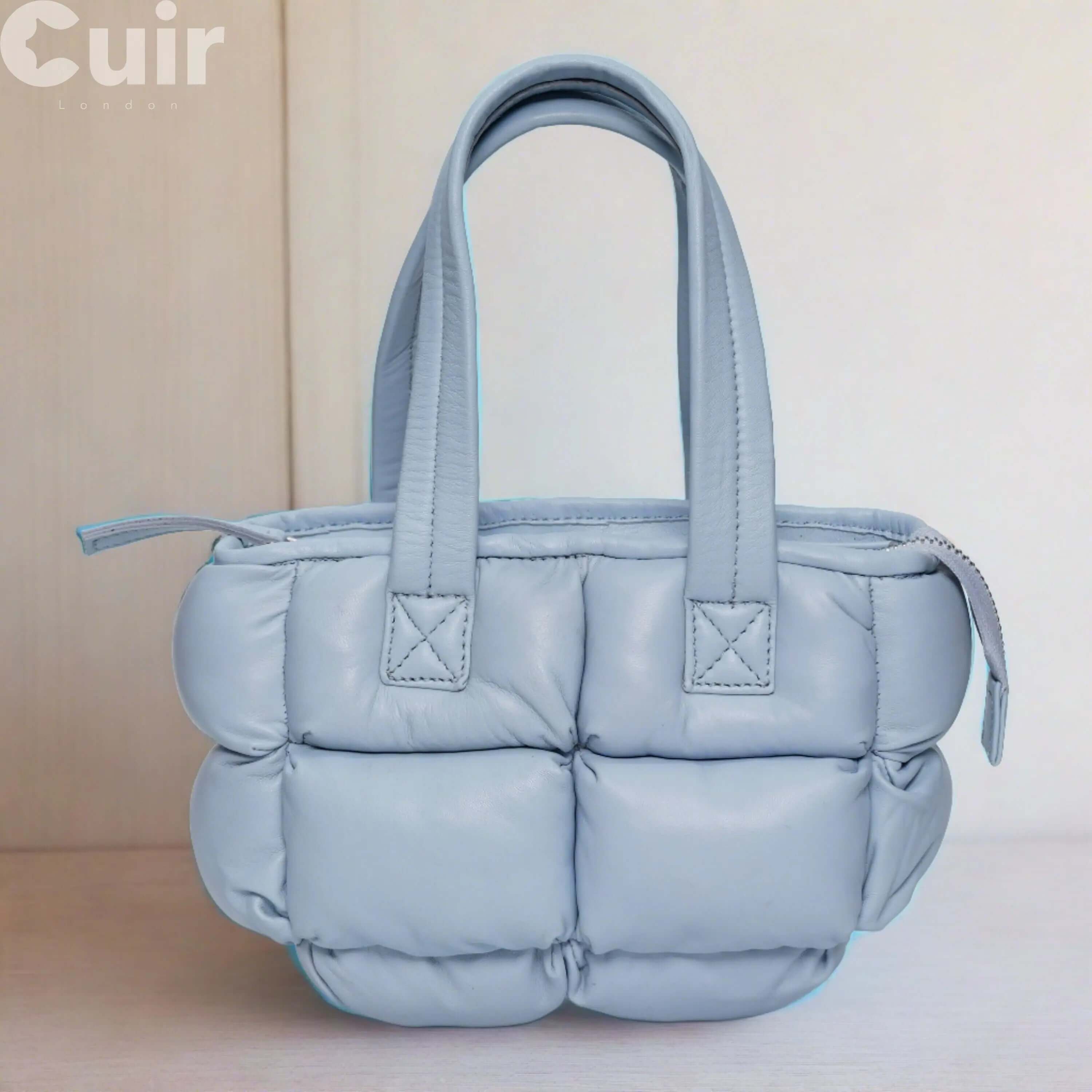 Small Baby Blue Genuine Leather Crossbody Bag CuirLondon