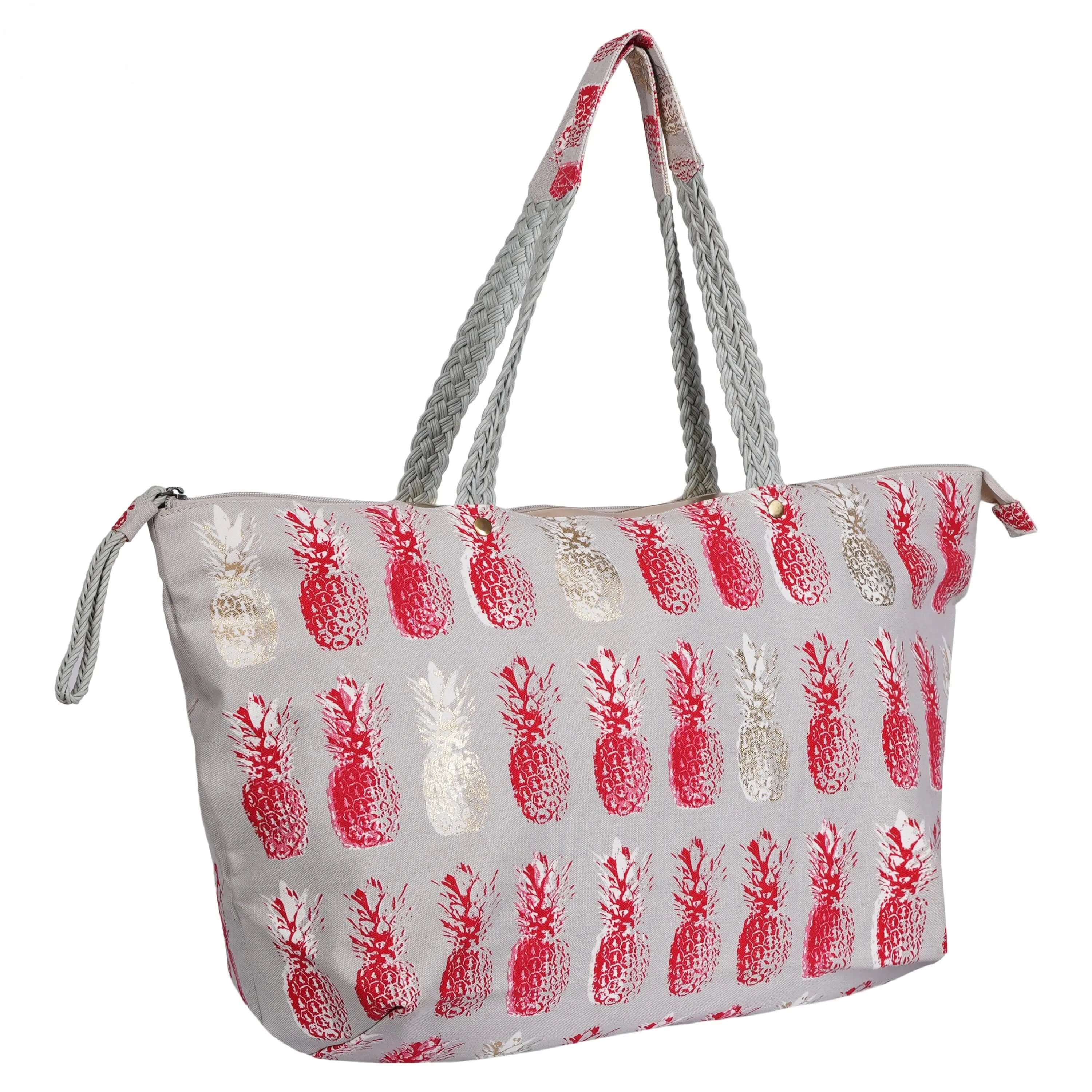 Stylish Big Pineapple Printed Canvas Bag: Fun and Functional Summer Tote (25 L x 8 W x 13.5 H Inch) CuirLondon