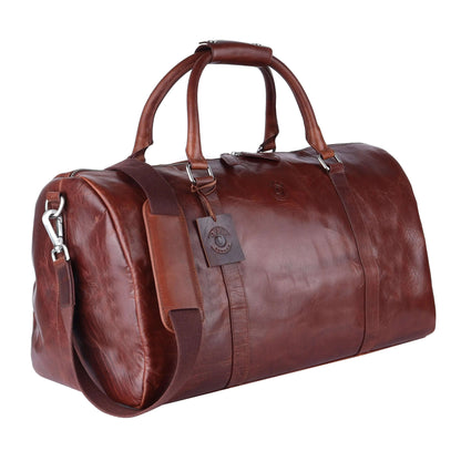 Stylish Genuine Leather Light Brown Weekend Bag | Travel Duffle for Short Getaways CuirLondon