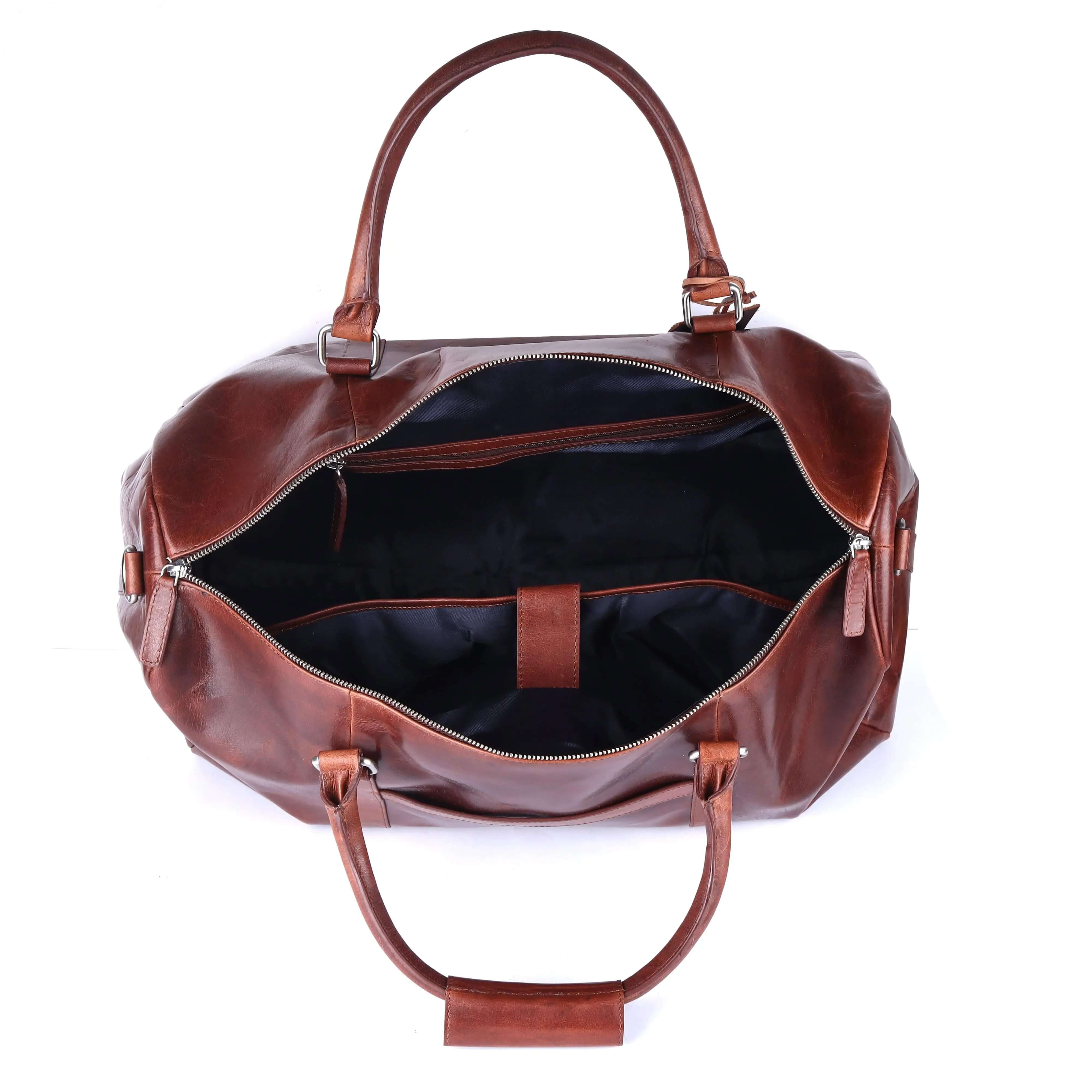 Stylish Genuine Leather Light Brown Weekend Bag | Travel Duffle for Short Getaways CuirLondon