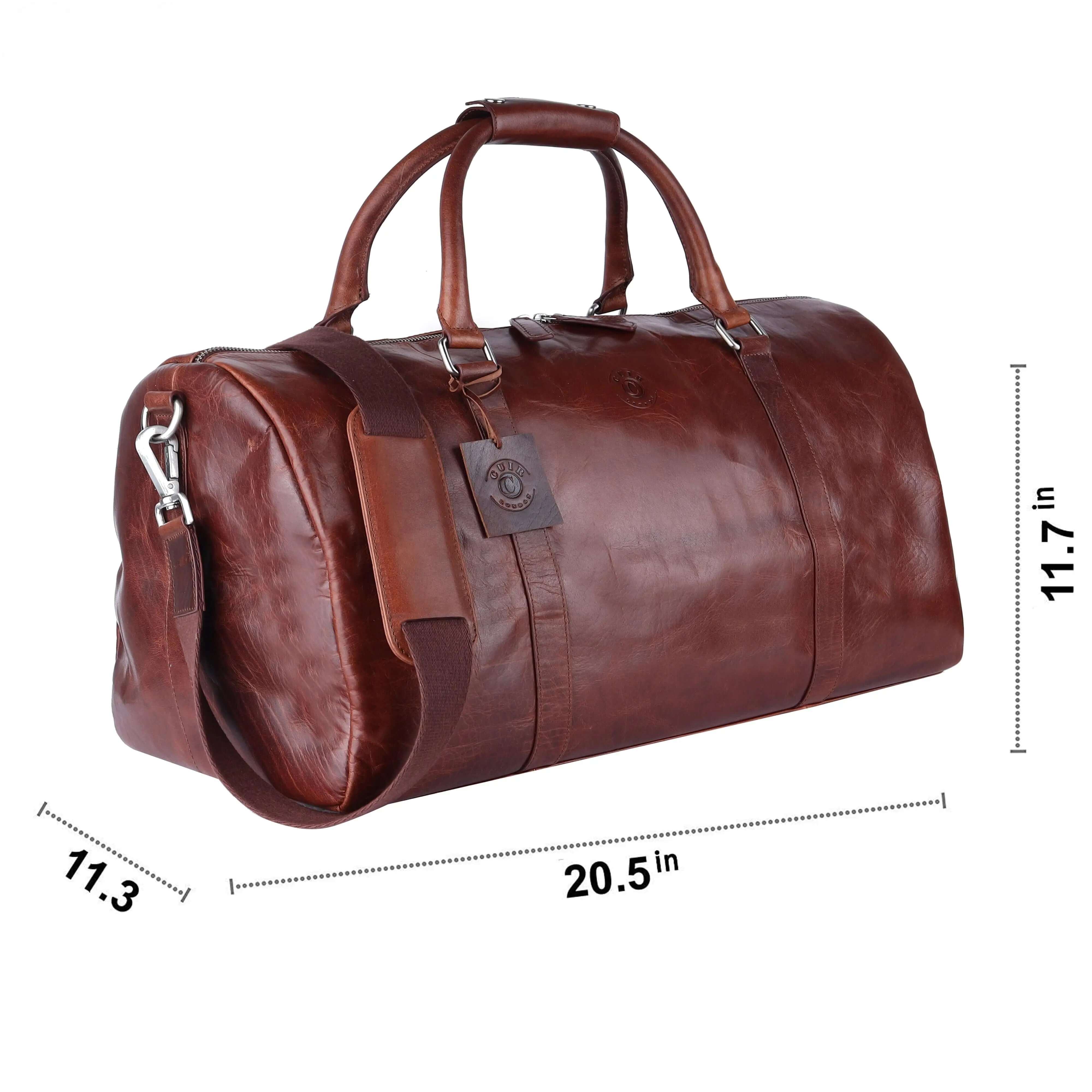 Stylish Genuine Leather Light Brown Weekend Bag | Travel Duffle for Short Getaways CuirLondon