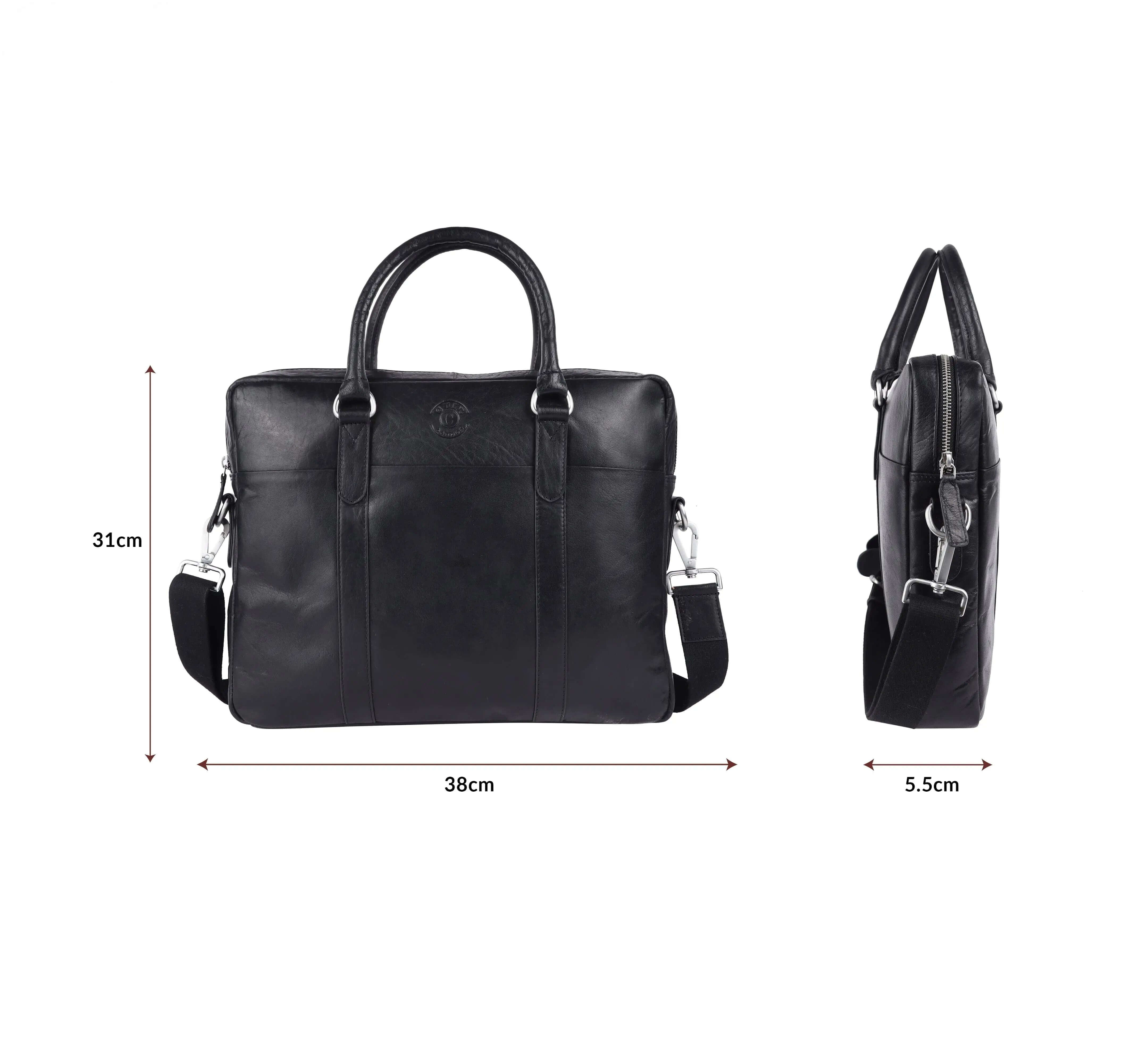 Black Genuine Leather Laptop Bag CuirLondon