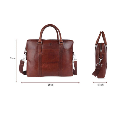 Brown Leather Portfolio Bag: 31x38x5.5 cm Dimensions CuirLondon