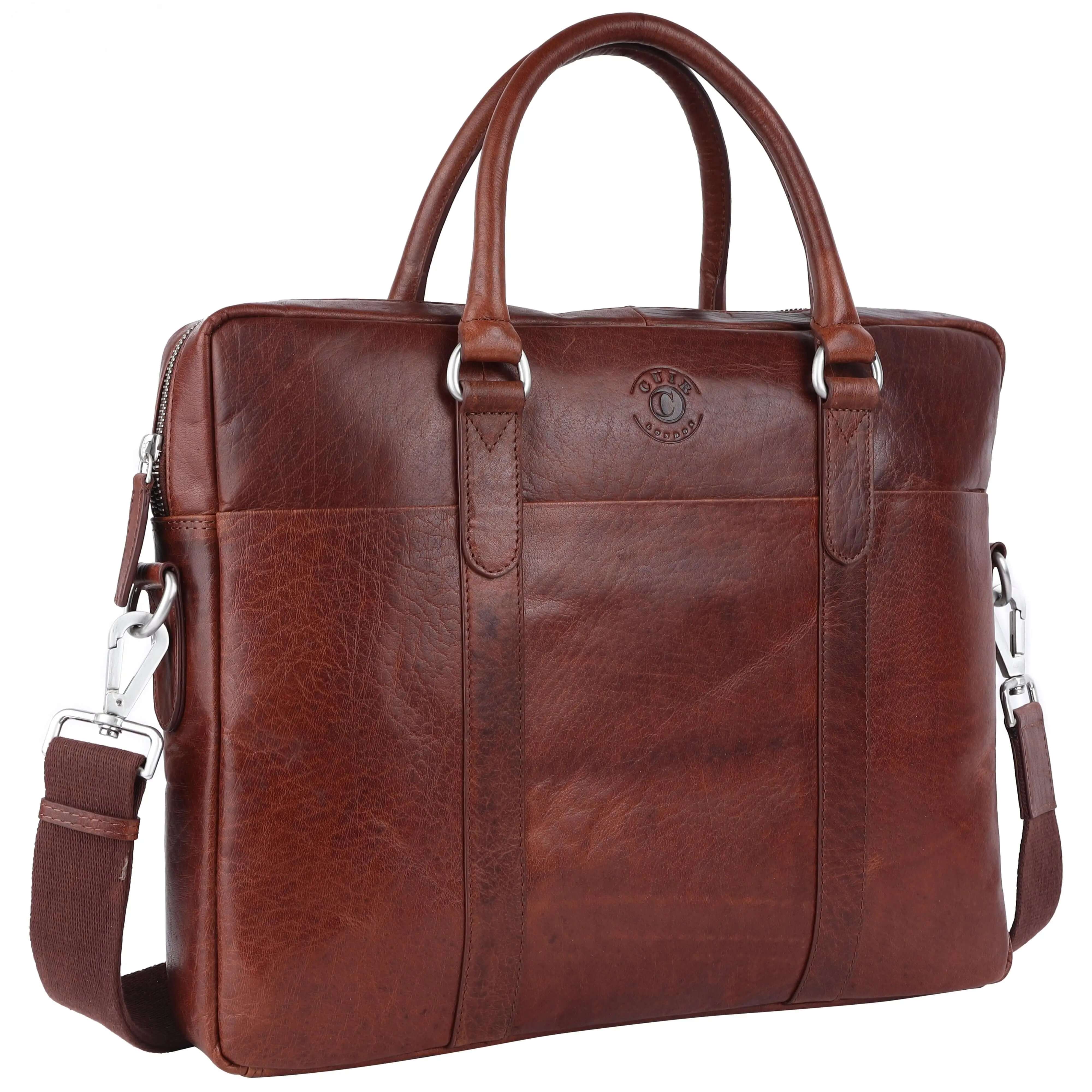 Brown Leather Portfolio Bag: 31x38x5.5 cm Dimensions CuirLondon