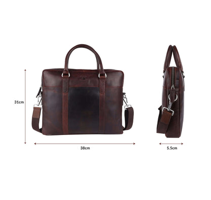 Deep Brown Portfolio Bag: 31 x 38 x 5.5 cm Dimensions CuirLondon